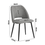 Dining Chair Set of 2 Beige/Grey Linen Fabric with Wraparound Padded Seat