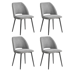 Dining Chair Set of 4,6,8 Grey Linen Fabric with Wraparound Padded Seat