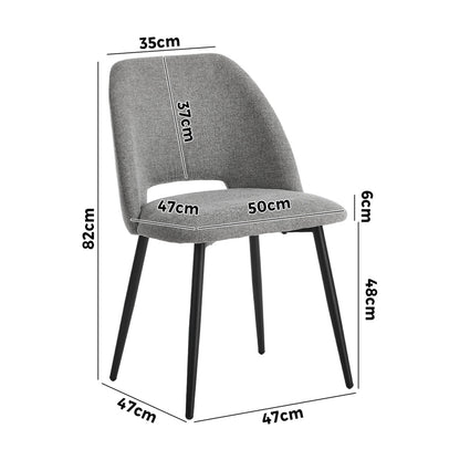 Dining Chair Set of 4,6,8 Grey Linen Fabric with Wraparound Padded Seat