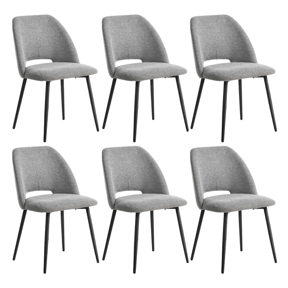 Dining Chair Set of 4,6,8 Grey Linen Fabric with Wraparound Padded Seat