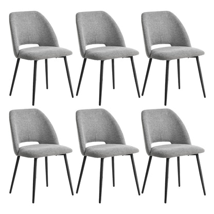 Dining Chair Set of 4,6,8 Grey Linen Fabric with Wraparound Padded Seat