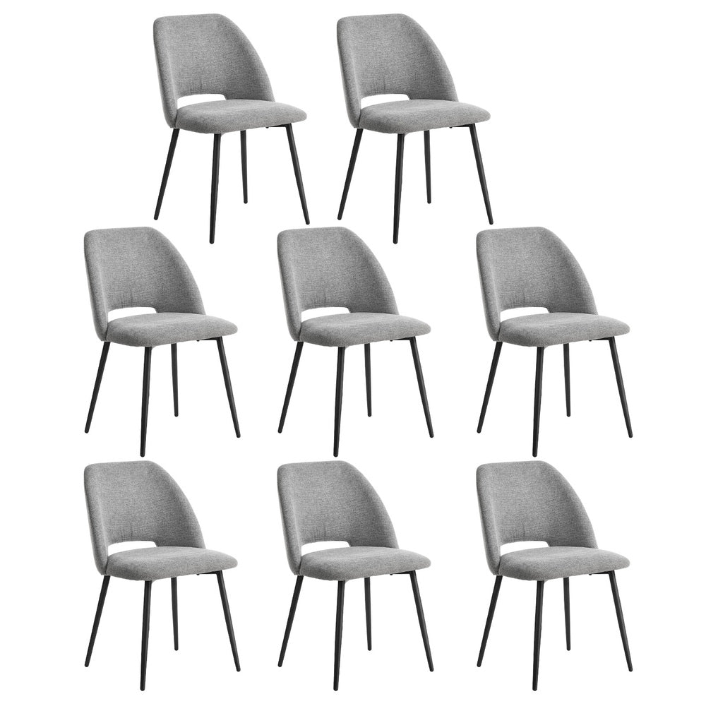 Dining Chair Set of 4,6,8 Grey Linen Fabric with Wraparound Padded Seat