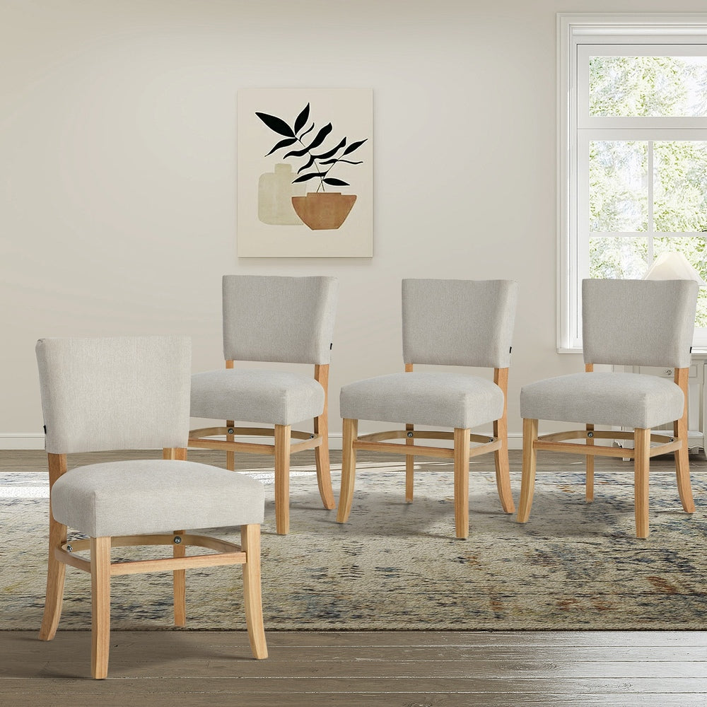 Dining Chairs Set of 4 Rubberwood Beige | HomeAndLiving