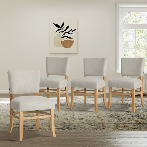  Dining Chairs Set of 4 Rubberwood Beige | HomeAndLiving