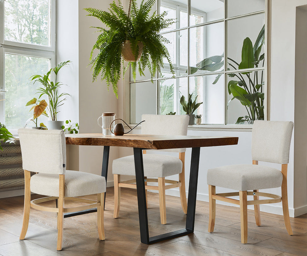 Dining Chairs Set of 4 Rubberwood Beige | HomeAndLiving