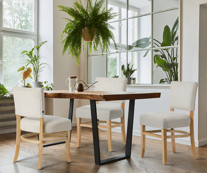 Dining Chairs Set of 4 Rubberwood Beige | HomeAndLiving