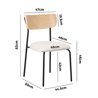 2PCS Dining Chairs Padded Kitchen Chair Corduroy Beige