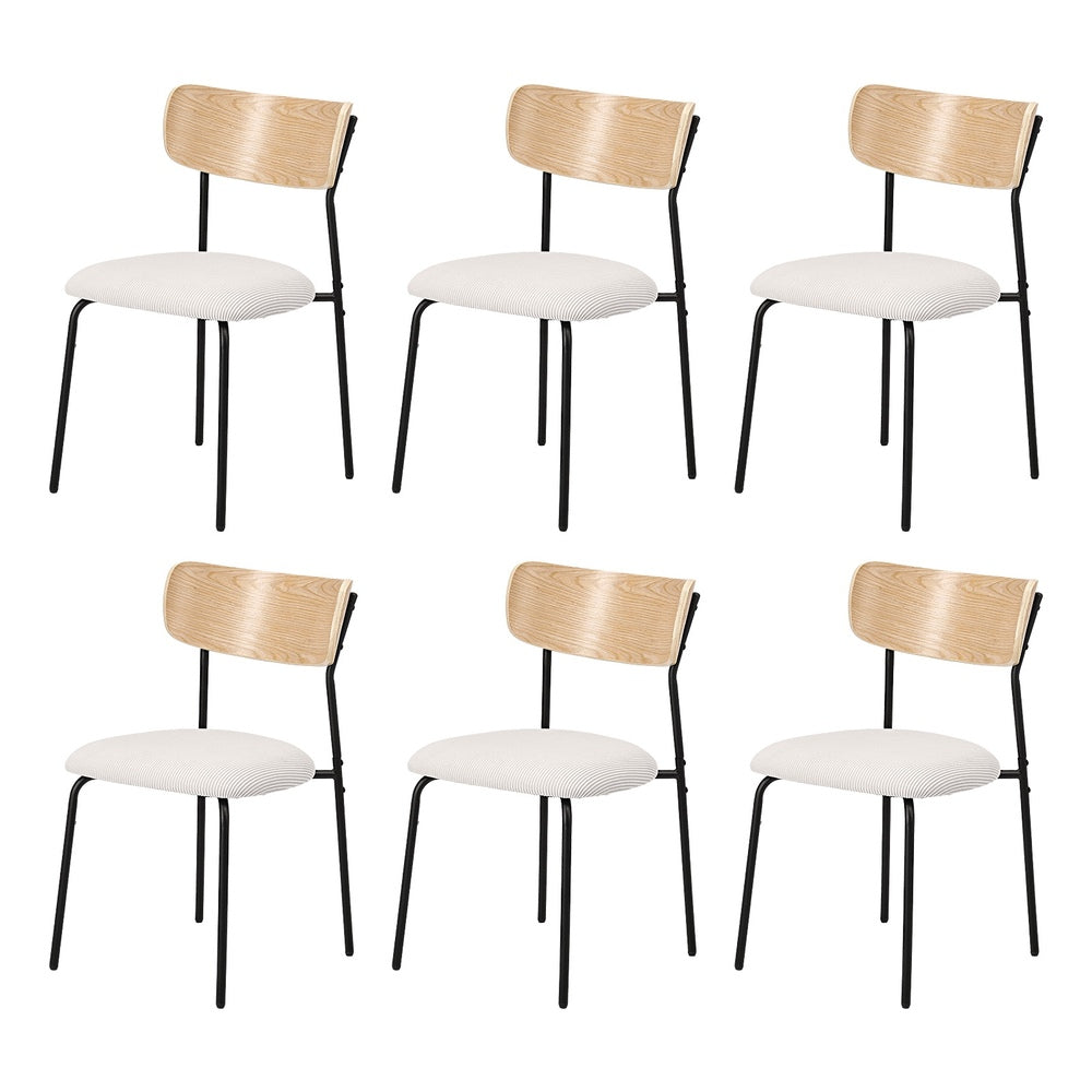 6PCS Dining Chairs Padded Kitchen Chair Corduroy Beige