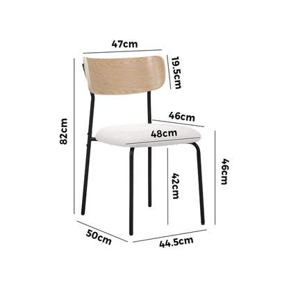 2PCS Dining Kitchen Chair Padded Lounge Seat Sherpa White