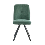 Dining Chair Set of 2 Green/Grey Linen Fabric Padded Seat Accent