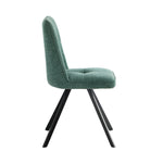 Dining Chair Set of 2 Green/Grey Linen Fabric Padded Seat Accent