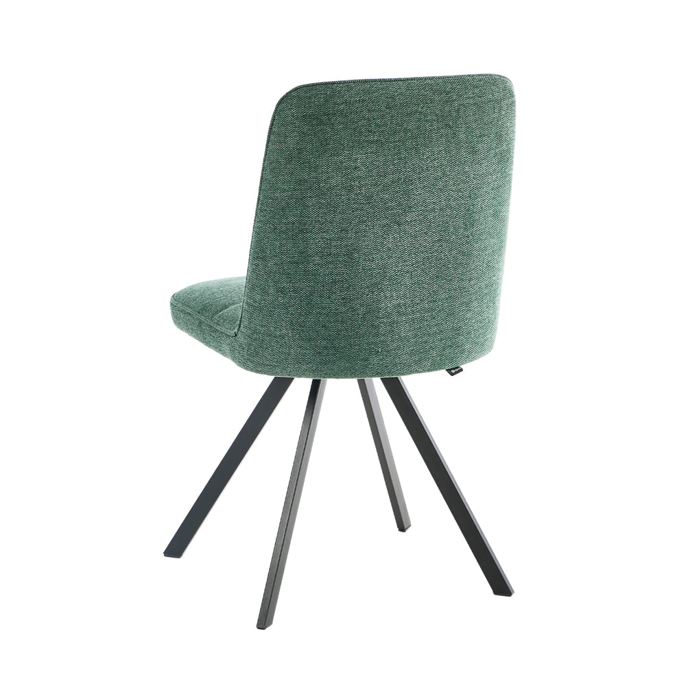 Dining Chair Set of 2 Green/Grey Linen Fabric Padded Seat Accent