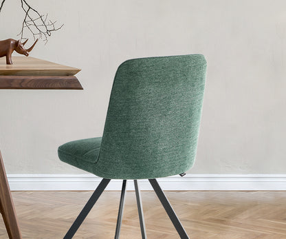 Dining Chair Set of 2 Green/Grey Linen Fabric Padded Seat Accent