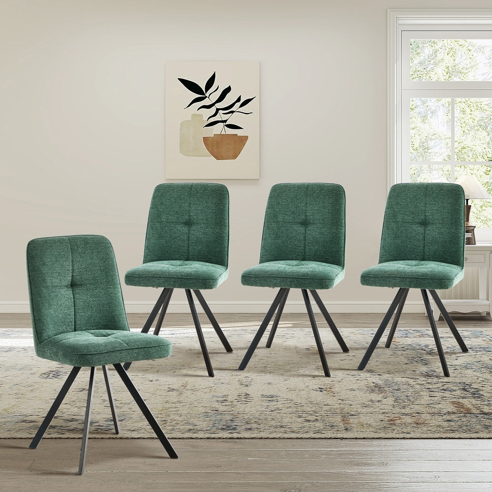 Dining Chair Set of 4,6,8 Green Linen Fabric Padded Seat Accent