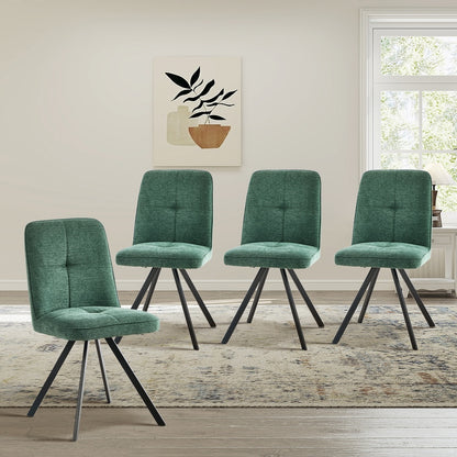 Dining Chair Set of 4,6,8 Green Linen Fabric Padded Seat Accent