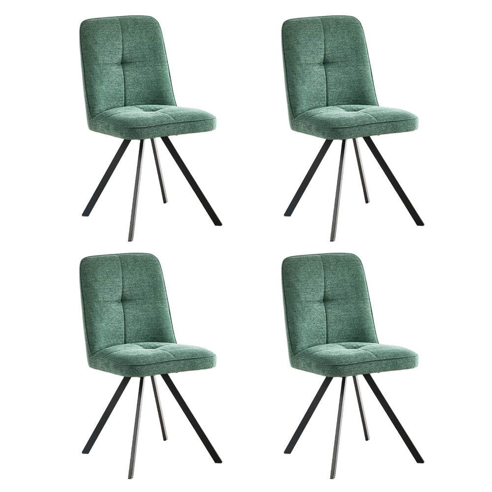 Dining Chair Set of 4,6,8 Green Linen Fabric Padded Seat Accent