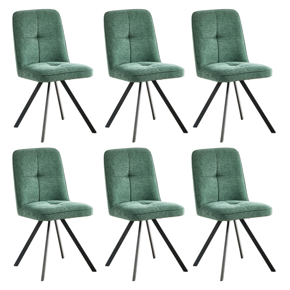 Dining Chair Set of 4,6,8 Green Linen Fabric Padded Seat Accent