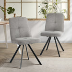 Dining Chair Set of 2 Green/Grey Linen Fabric Padded Seat Accent