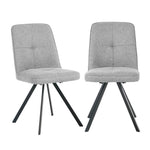 Dining Chair Set of 2 Green/Grey Linen Fabric Padded Seat Accent