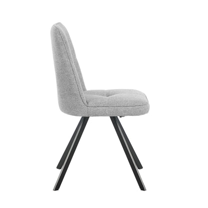 Dining Chair Set of 2 Green/Grey Linen Fabric Padded Seat Accent