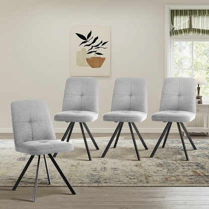 Dining Chair Set of 4,6,8 Grey Linen Fabric Padded Seat Accent