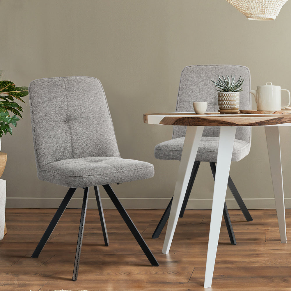 Dining Chair Set of 4,6,8 Grey Linen Fabric Padded Seat Accent