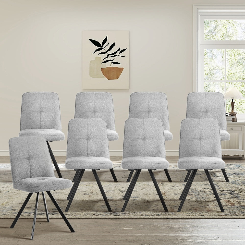 Dining Chair Set of 4,6,8 Grey Linen Fabric Padded Seat Accent