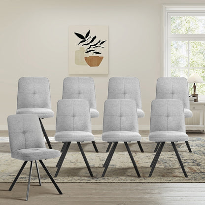 Dining Chair Set of 4,6,8 Grey Linen Fabric Padded Seat Accent