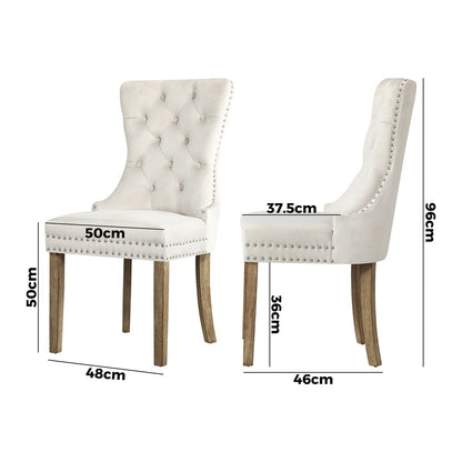 Velvet/Leather Dining Chairs French Provincial Tufted Beige/Black/Grey