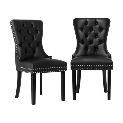 Modern Grey Wooden Frame Dining Chairs with Tufted Upholstery