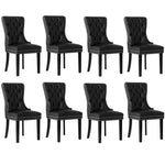 Velvet/Leather Dining Chairs French Provincial Tufted Beige/Black