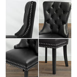 Velvet/Leather Dining Chairs French Provincial Tufted Beige/Black