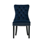 Velvet Dining Chair Upholstered French Tufted Blue 2 Pack