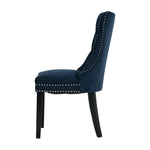 Velvet Dining Chair Upholstered French Tufted Blue 2 Pack