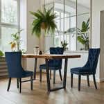 Velvet Dining Chair Upholstered French Tufted Blue 2 Pack