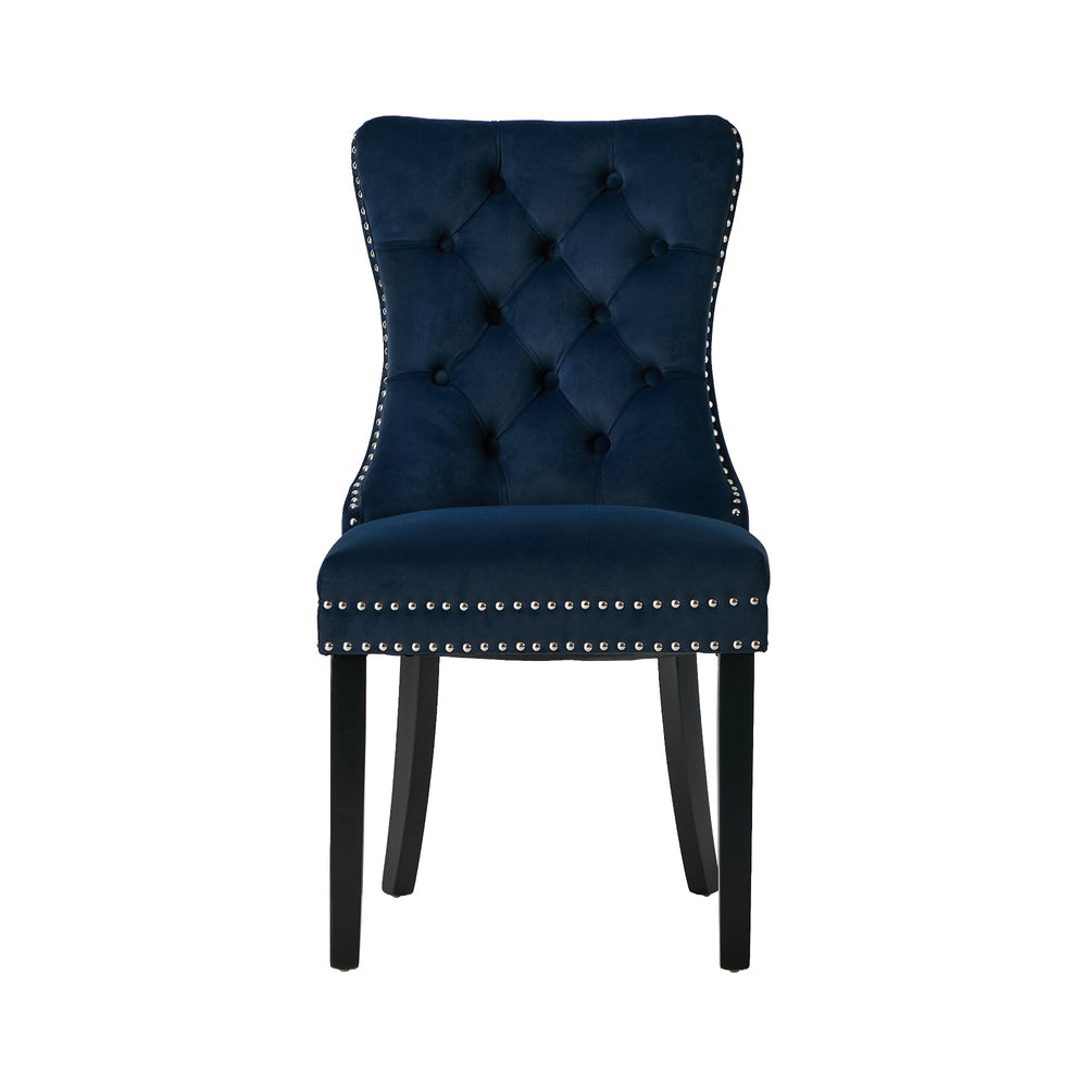 8x Velvet Dining Chair Upholstered French Tufted Blue Fabric Dining Seating