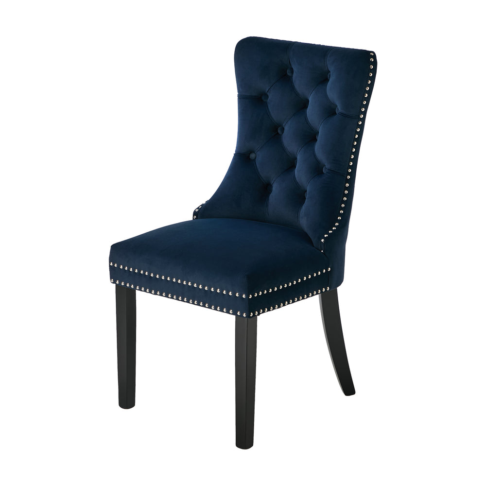 8x Velvet Dining Chair Upholstered French Tufted Blue Fabric Dining Seating