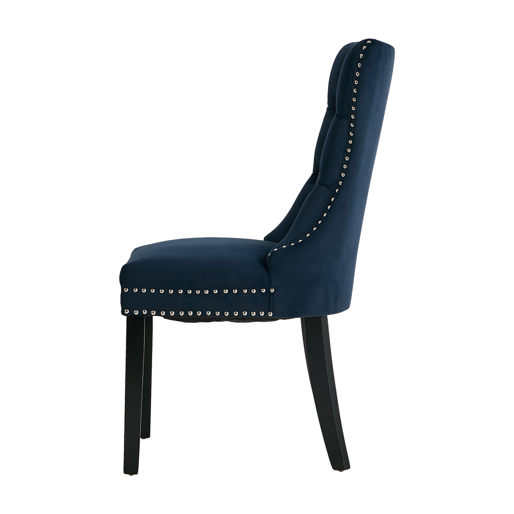 8x Velvet Dining Chair Upholstered French Tufted Blue Fabric Dining Seating