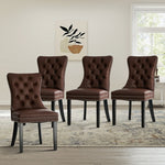 Dining Chair Upholstered French Tufted PU Leather Brown 4&6 Pack