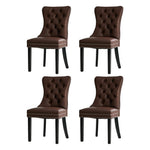 Dining Chair Upholstered French Tufted PU Leather Brown 4&6 Pack