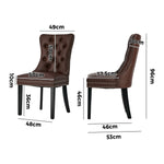 Dining Chair Upholstered French Tufted PU Leather Brown 4&6 Pack