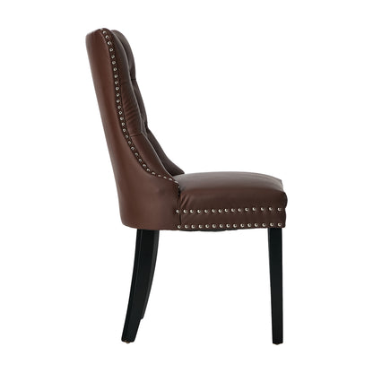 8x Dining Chair Upholstered French Tufted PU Leather Brown/Light Grey Dining Seating