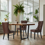 8x Dining Chair Upholstered French Tufted PU Leather Brown/Light Grey Dining Seating
