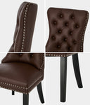 8x Dining Chair Upholstered French Tufted PU Leather Brown/Light Grey Dining Seating