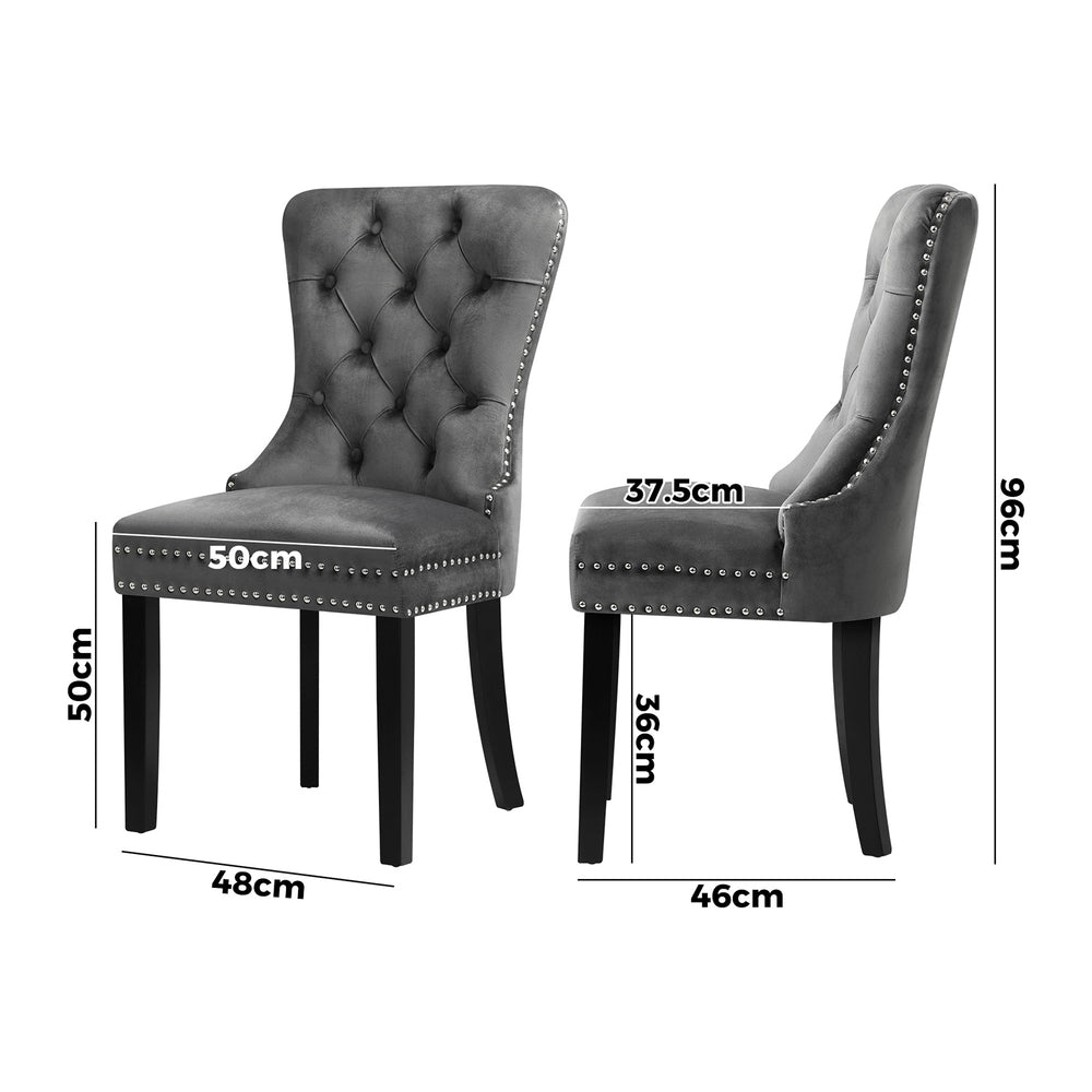 Modern Grey Wooden Frame Dining Chairs with Tufted Upholstery