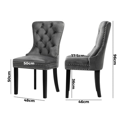 Modern Grey Wooden Frame Dining Chairs with Tufted Upholstery