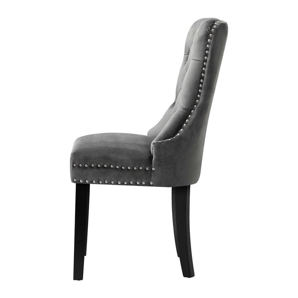 Modern Grey Wooden Frame Dining Chairs with Tufted Upholstery