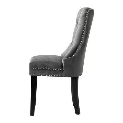 Modern Grey Wooden Frame Dining Chairs with Tufted Upholstery