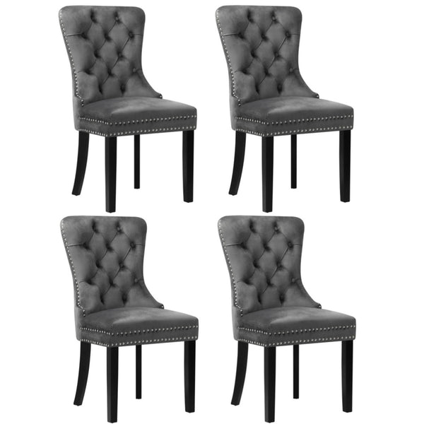  Dining Chairs French Provincial Tufted PU Leather/Velvet