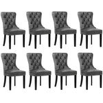 Velvet/Leather Dining Chairs French Provincial Tufted Beige/Black